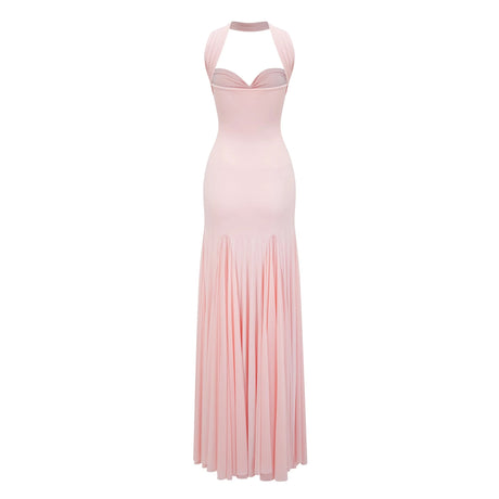 Isabelle Maxi Dress Pink Sweetheart Neck