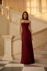 Rêverie Red Sweetheart Neck Maxi Dress