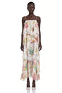Rhema Pink Floral Tiered Maxi Dress with Lace Trim