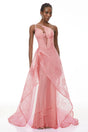 Ricarda Pink One Shoulder Lace Maxi Dress
