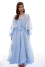 Riley Blue Draped Tulle Maxi Dress