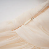 Riley Cream White Draped Tulle Maxi Dress