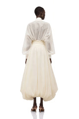 Riley Cream White Draped Tulle Maxi Dress