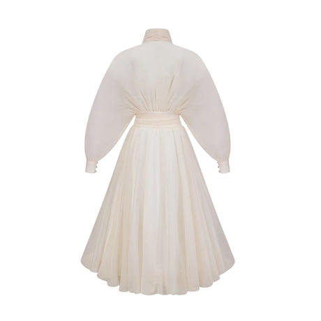 Michelle Maxi Dress Cream White Draped Tulle