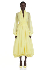 Riley Yellow Draped Tulle Maxi Dress