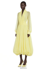Riley Yellow Draped Tulle Maxi Dress