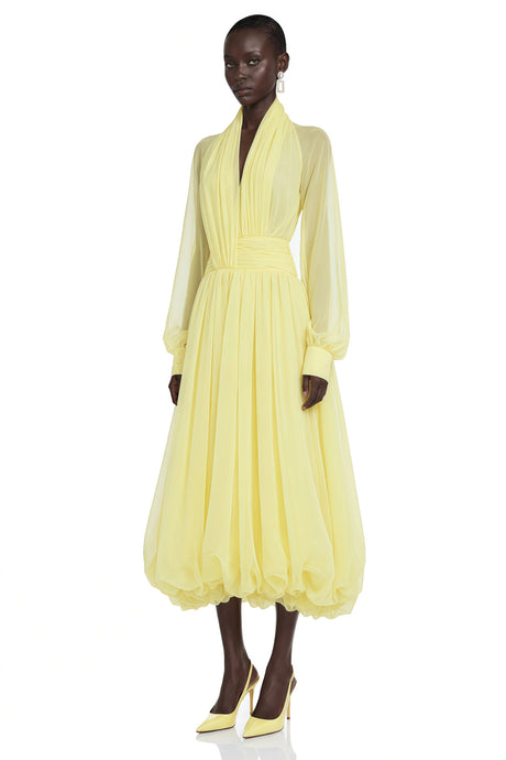 Teresina Maxi Dress Yellow Draped Tulle