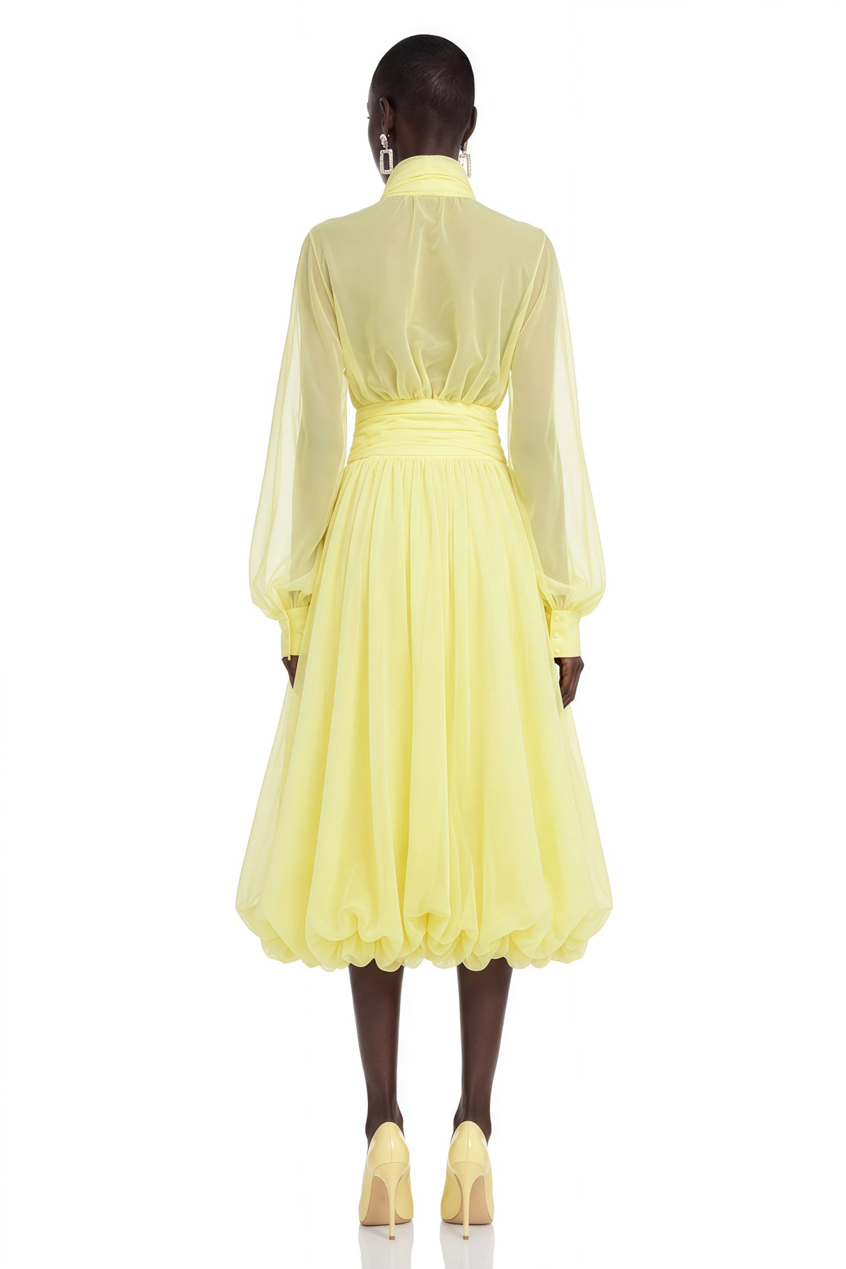 Riley Yellow Draped Tulle Maxi Dress