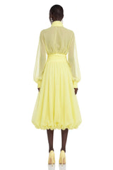 Riley Yellow Draped Tulle Maxi Dress