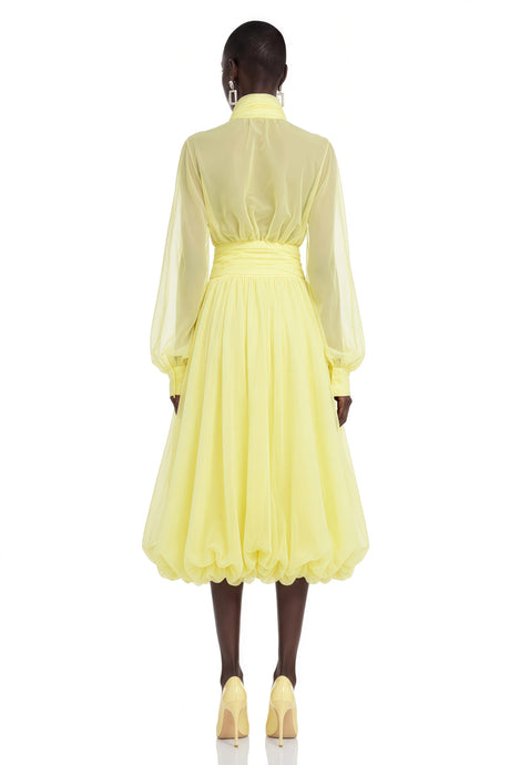 Teresina Maxi Dress Yellow Draped Tulle