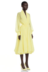 Riley Yellow Draped Tulle Maxi Dress
