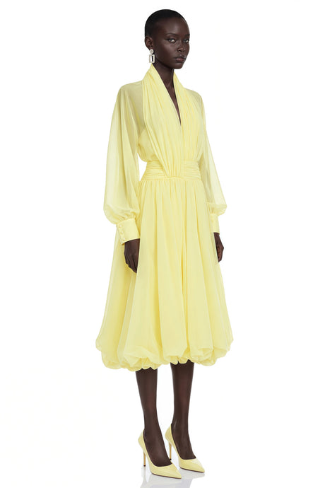 Teresina Maxi Dress Yellow Draped Tulle