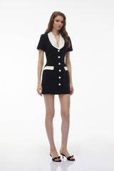 Rina Black Color Block Mini Dress