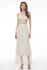 River Cream CutOut Maxi Dress with Lace Panels