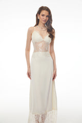 River Cream CutOut Maxi Dress with Lace Panels