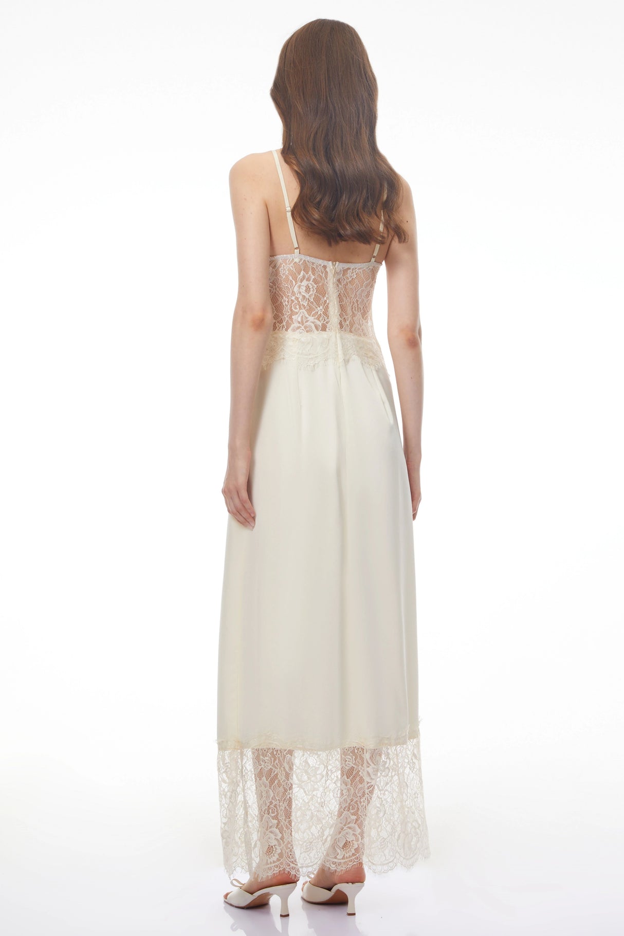 River Cream CutOut Maxi Dress with Lace Panels