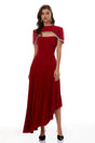 Roberta Red Pleated Dress  Cape Set