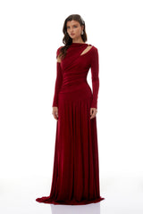 Rolf Red CutOut Ruched Maxi Dress