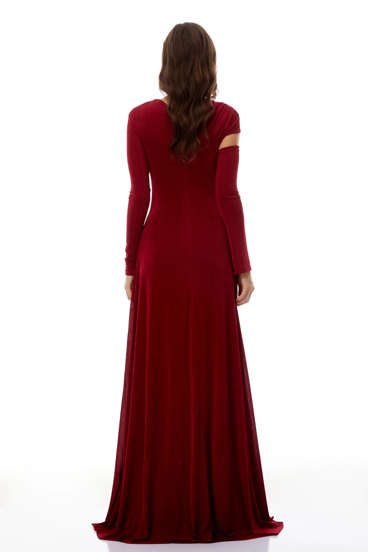 Rolf Red CutOut Ruched Maxi Dress