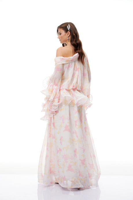 Alexandra Maxi Dress White Floral Print Ruffled