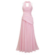 Romane Pink Strapless Corset Chiffon Maxi Dress