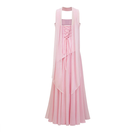 Kaitlin Maxi Dress Pink Strapless Corset Chiffon