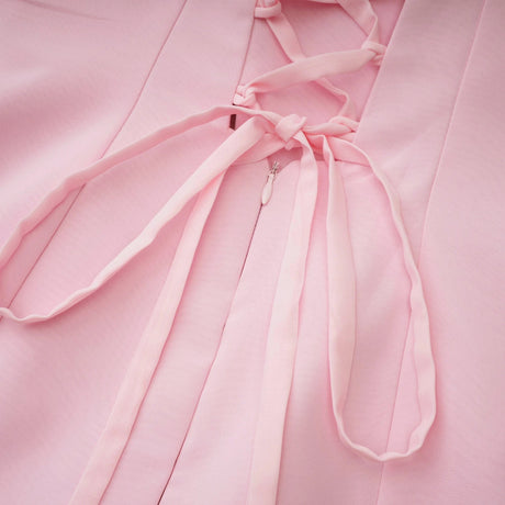 Romane Pink Strapless Corset Chiffon Maxi Dress