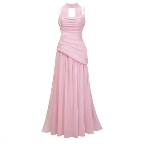 Kaitlin Maxi Dress Pink Strapless Corset Chiffon