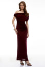 Romilda Red One Shoulder Ruched Maxi Dress