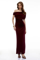 Romilda Red One Shoulder Ruched Maxi Dress