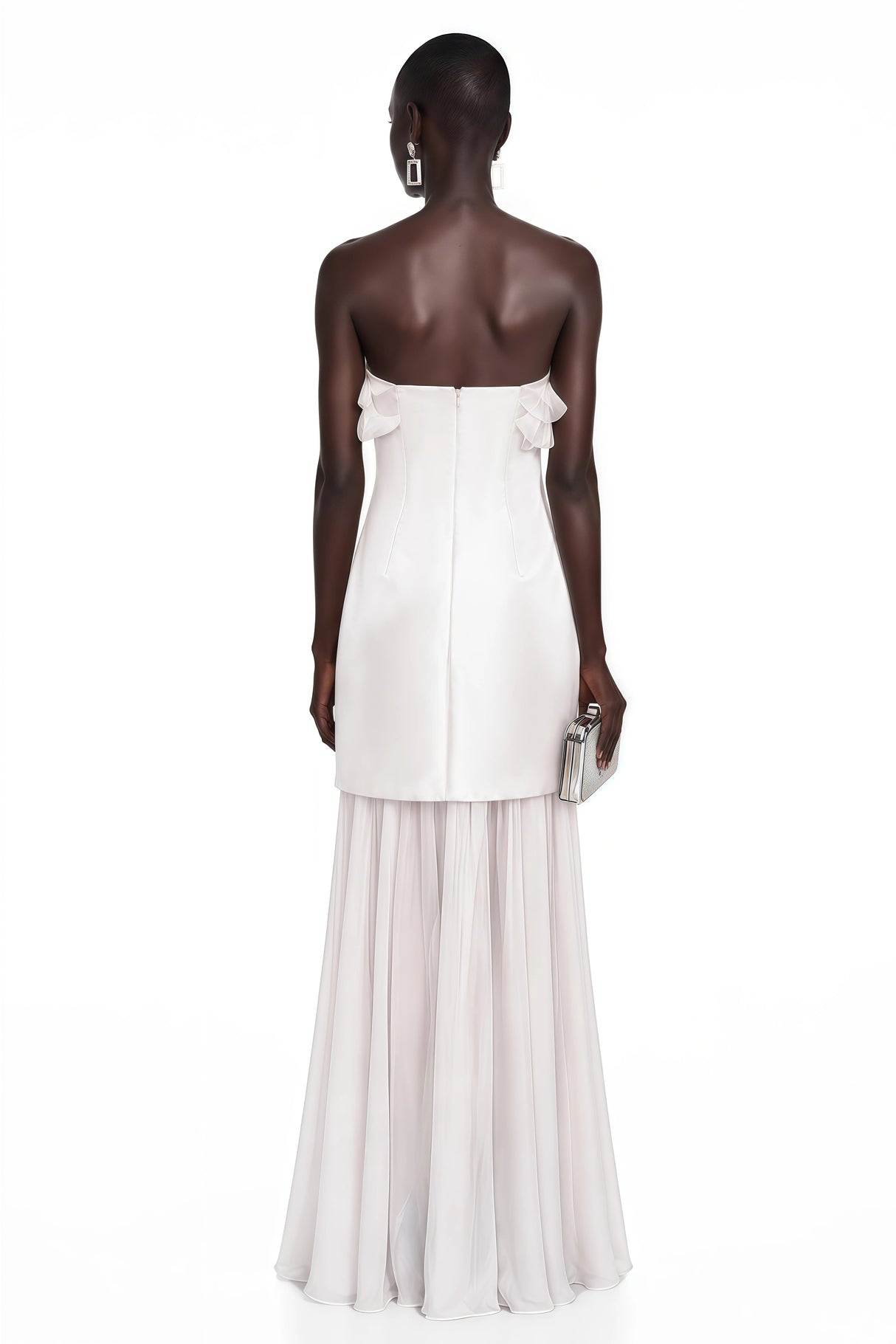 Rongo White Off Shoulder Ruffled Lace Maxi Dress