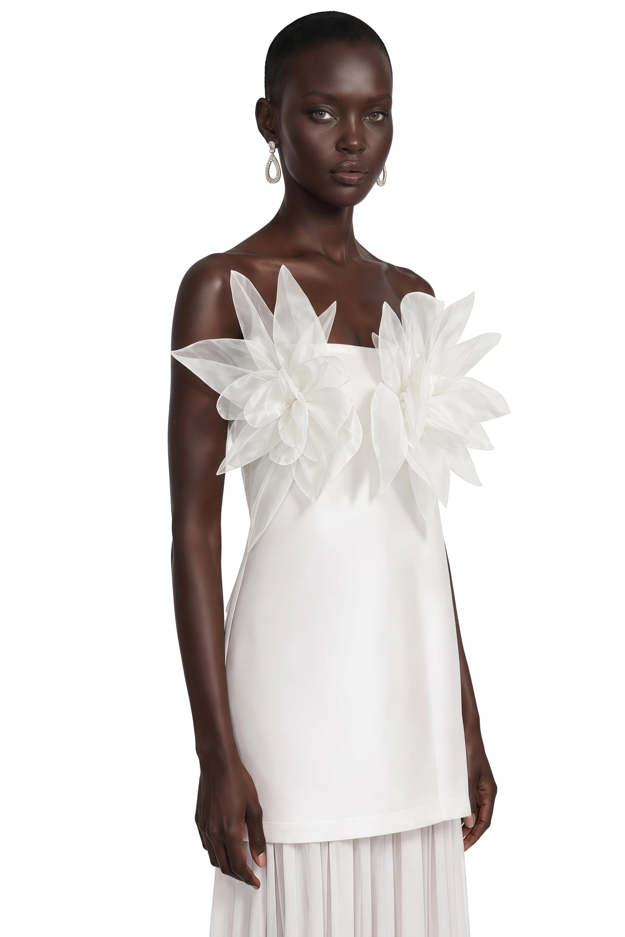 Rongo White Off Shoulder Ruffled Lace Maxi Dress