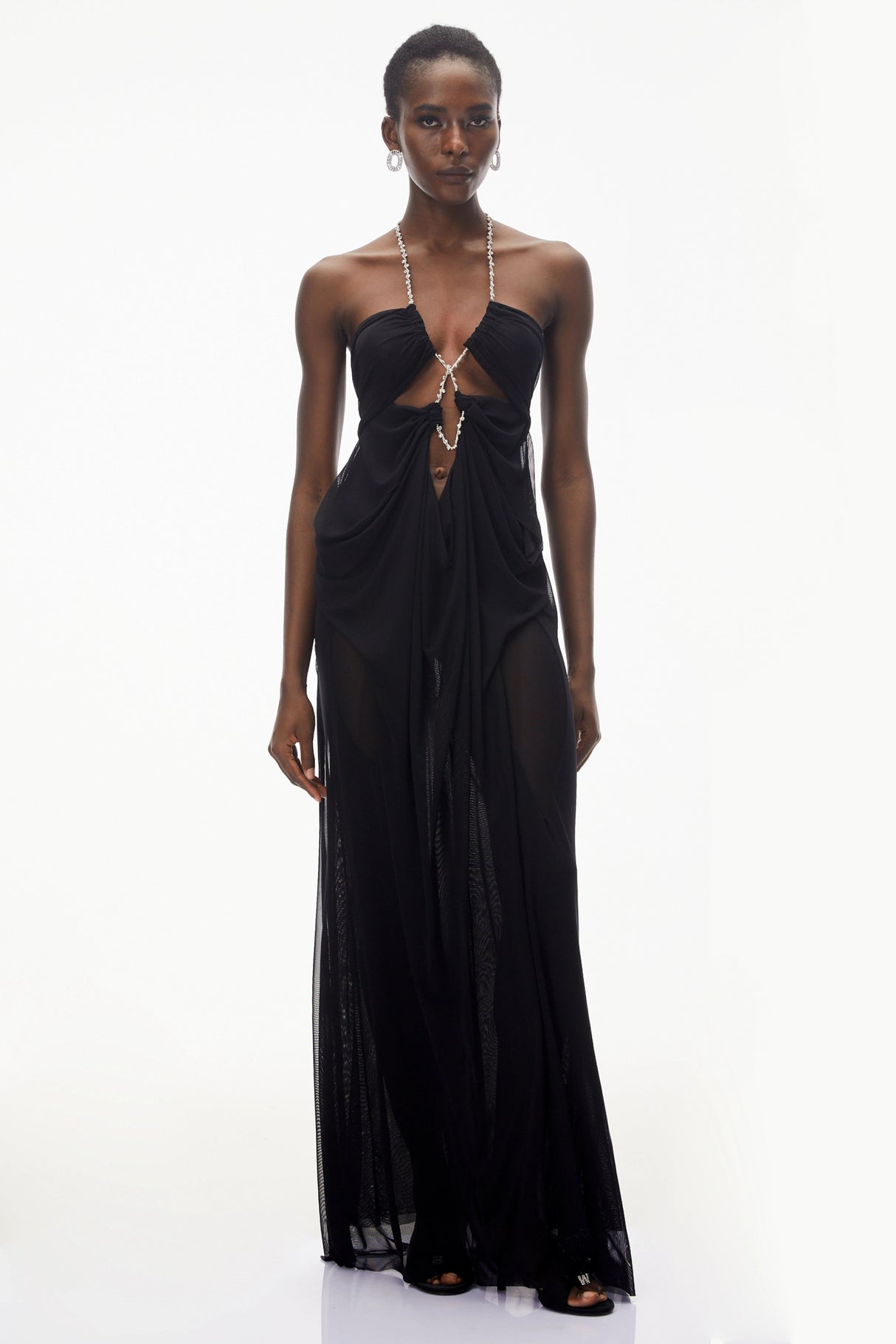 Ronit Black SemiSheer Mesh Maxi Dress