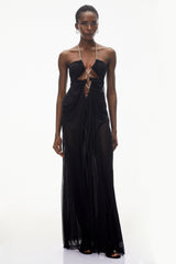 Ronit Black SemiSheer Mesh Maxi Dress