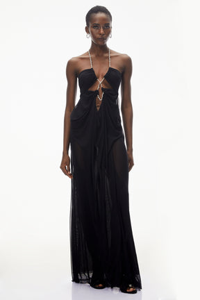 Ronit Black SemiSheer Mesh Maxi Dress