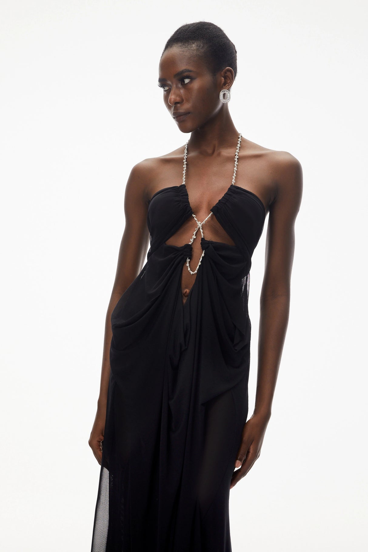 Ronit Black SemiSheer Mesh Maxi Dress