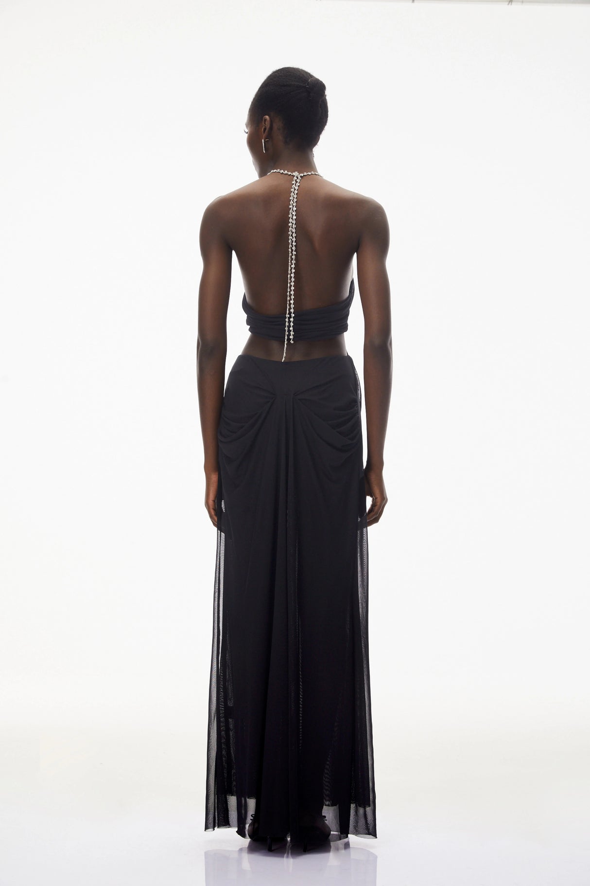 Ronit Black SemiSheer Mesh Maxi Dress