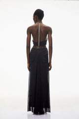 Ronit Black SemiSheer Mesh Maxi Dress