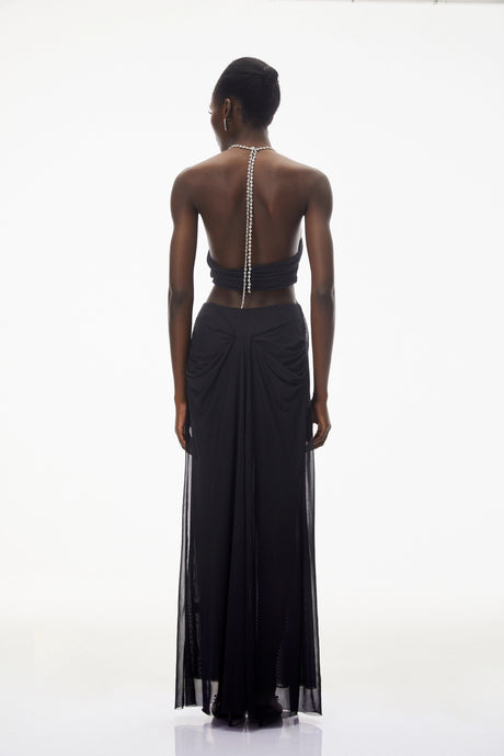 Federica Maxi Dress Black Semi-Sheer Mesh