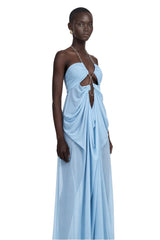 Ronit Blue SemiSheer Mesh Maxi Dress