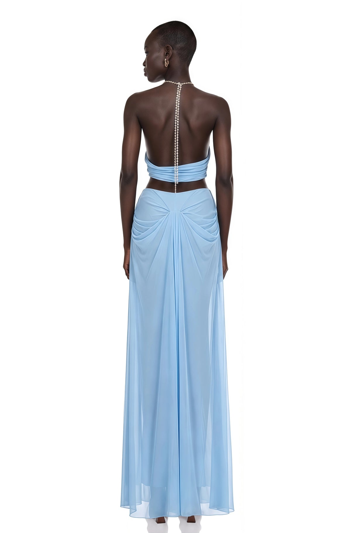 Ronit Blue SemiSheer Mesh Maxi Dress