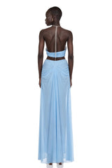 Ronit Blue SemiSheer Mesh Maxi Dress