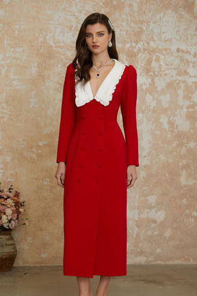 Rorie Red DoubleBreasted Blazer Midi Dress