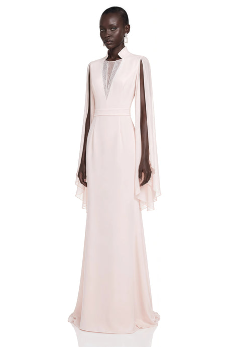 Alana Maxi Dress Champagne Pleated Cape