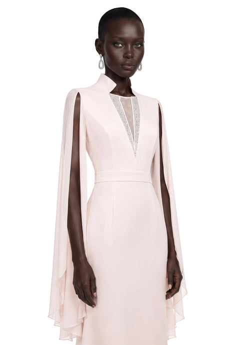 Alana Maxi Dress Champagne Pleated Cape