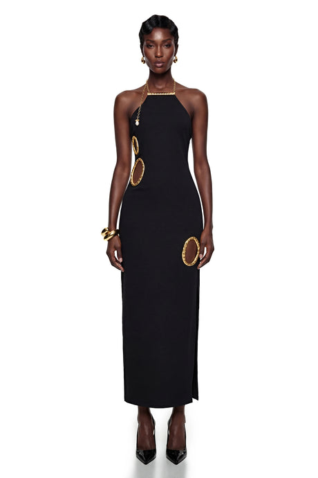 Genoveffa Maxi Dress Black Open Back Embellished