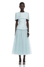 Rosalind Blue Floral Top  Mesh Skirt Set with Cape