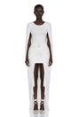 Rosalind White Round Neck Draped Mini Dress With Bow