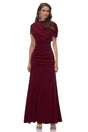 Rosalyn Red Crew Neck Ruched Maxi Dress