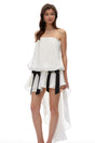 Rosario White Ruched Mini Dress with Bow